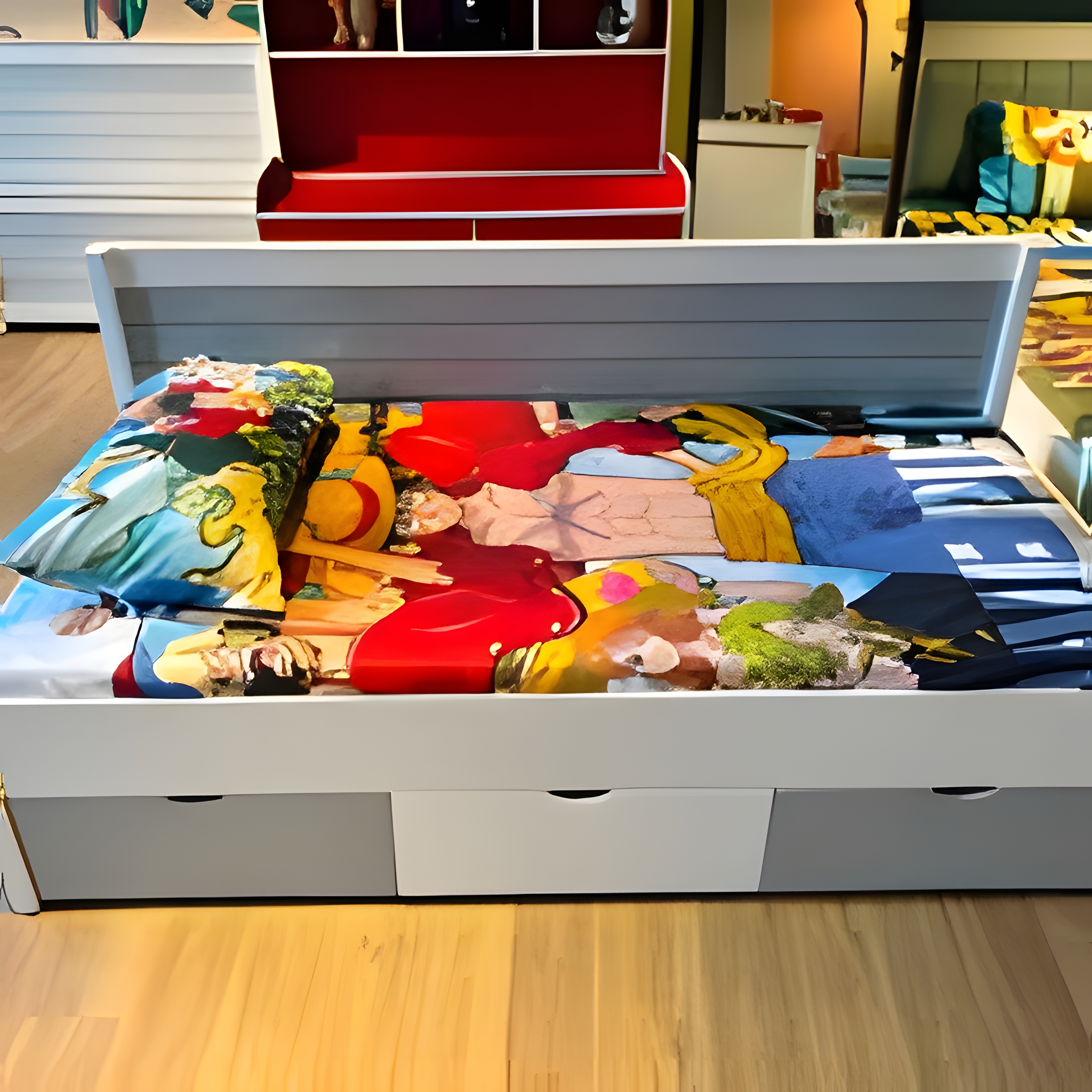 Vibrant Daybed with Back Support & Storage